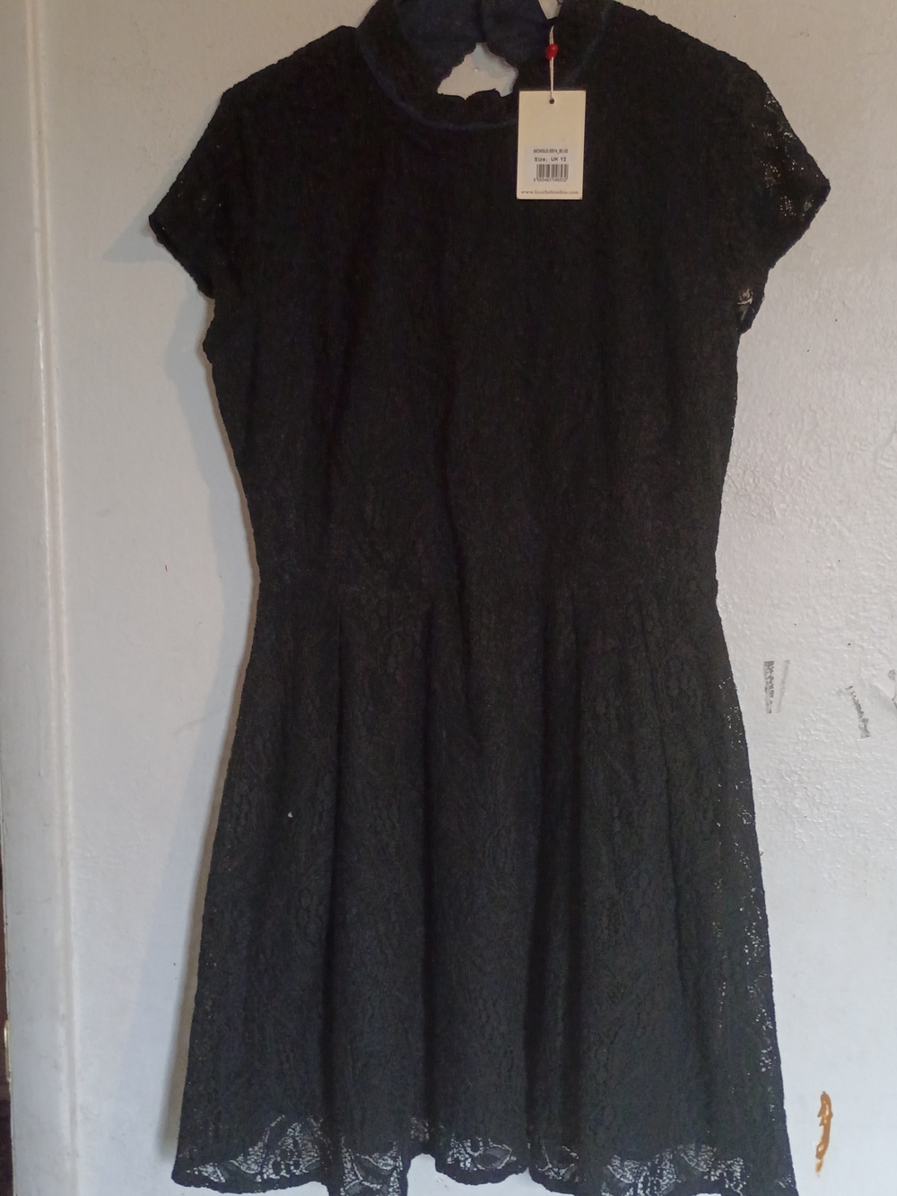 Women's Black Lace Short Sleeve Mini Dress